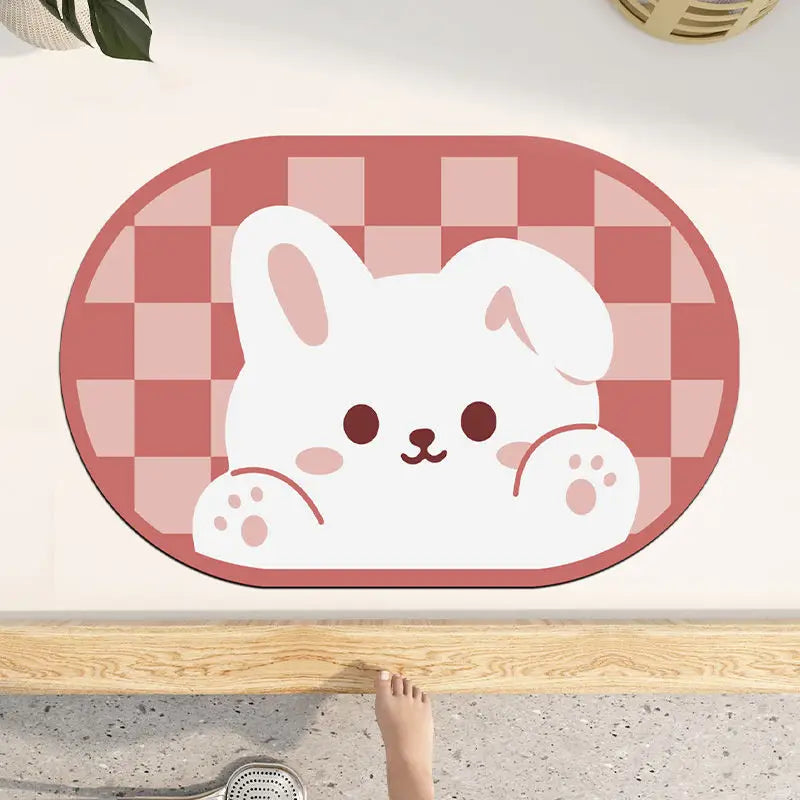 Nimora CozyBath – Alfombra de baño de diatomita con diseños divertidos 🐰🦖🐸