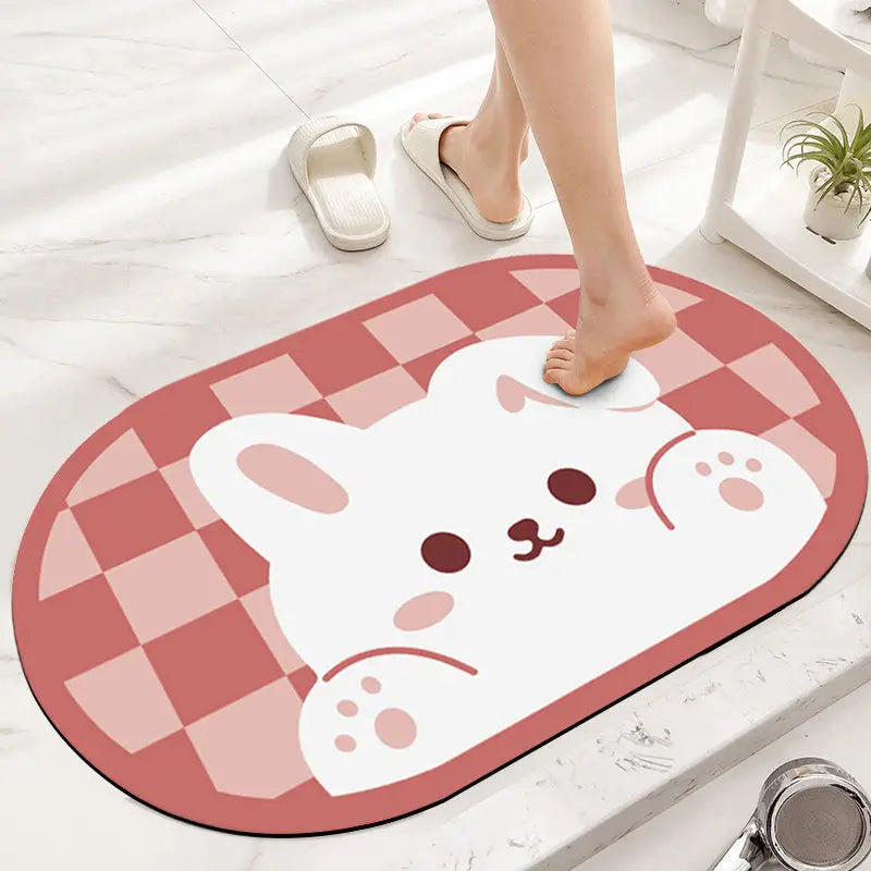 Nimora CozyBath – Alfombra de baño de diatomita con diseños divertidos 🐰🦖🐸
