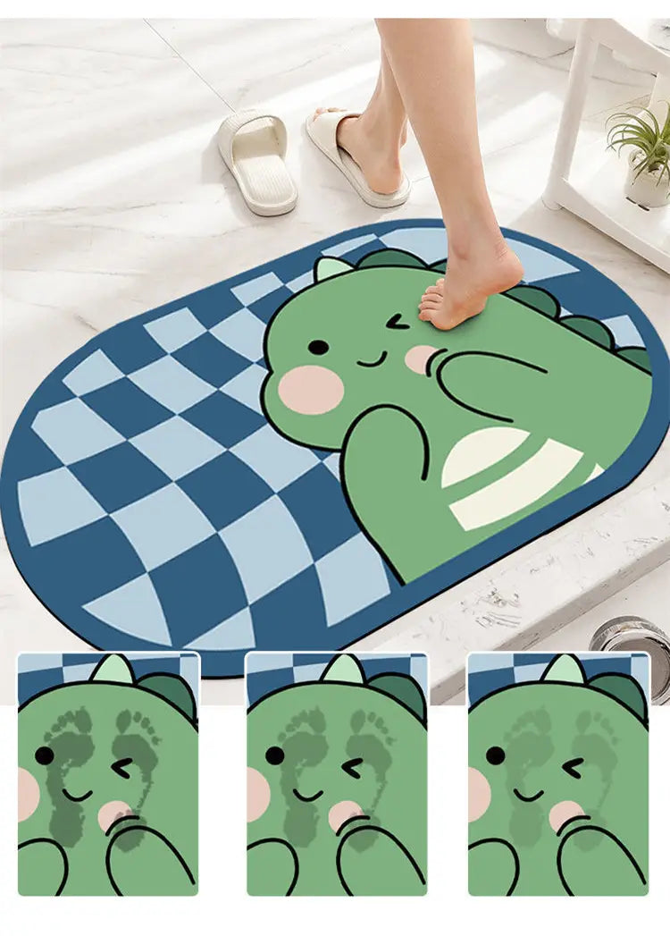 Nimora CozyBath – Alfombra de baño de diatomita con diseños divertidos 🐰🦖🐸