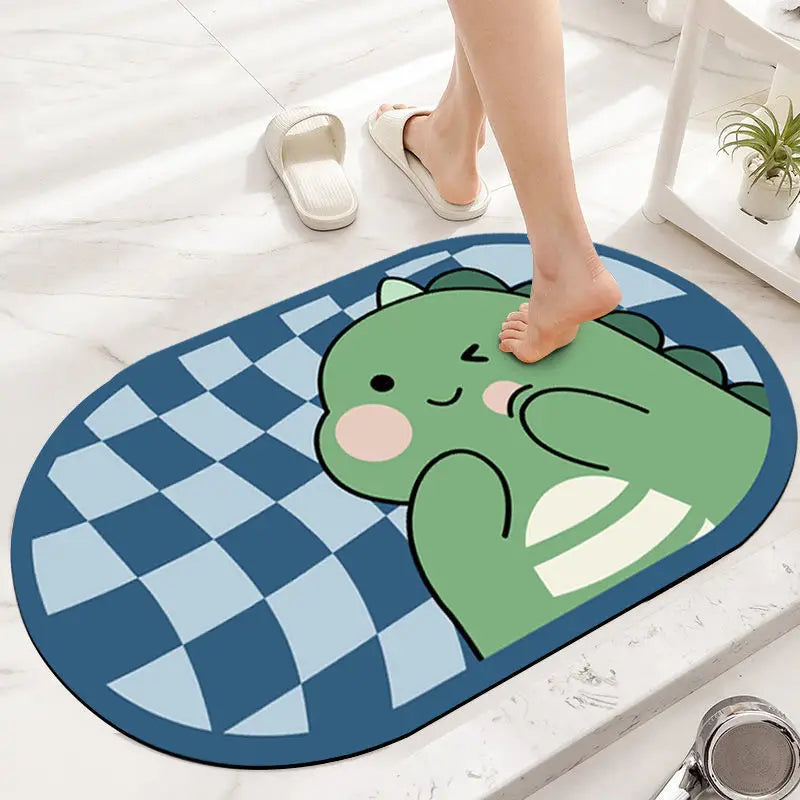 Nimora CozyBath – Alfombra de baño de diatomita con diseños divertidos 🐰🦖🐸